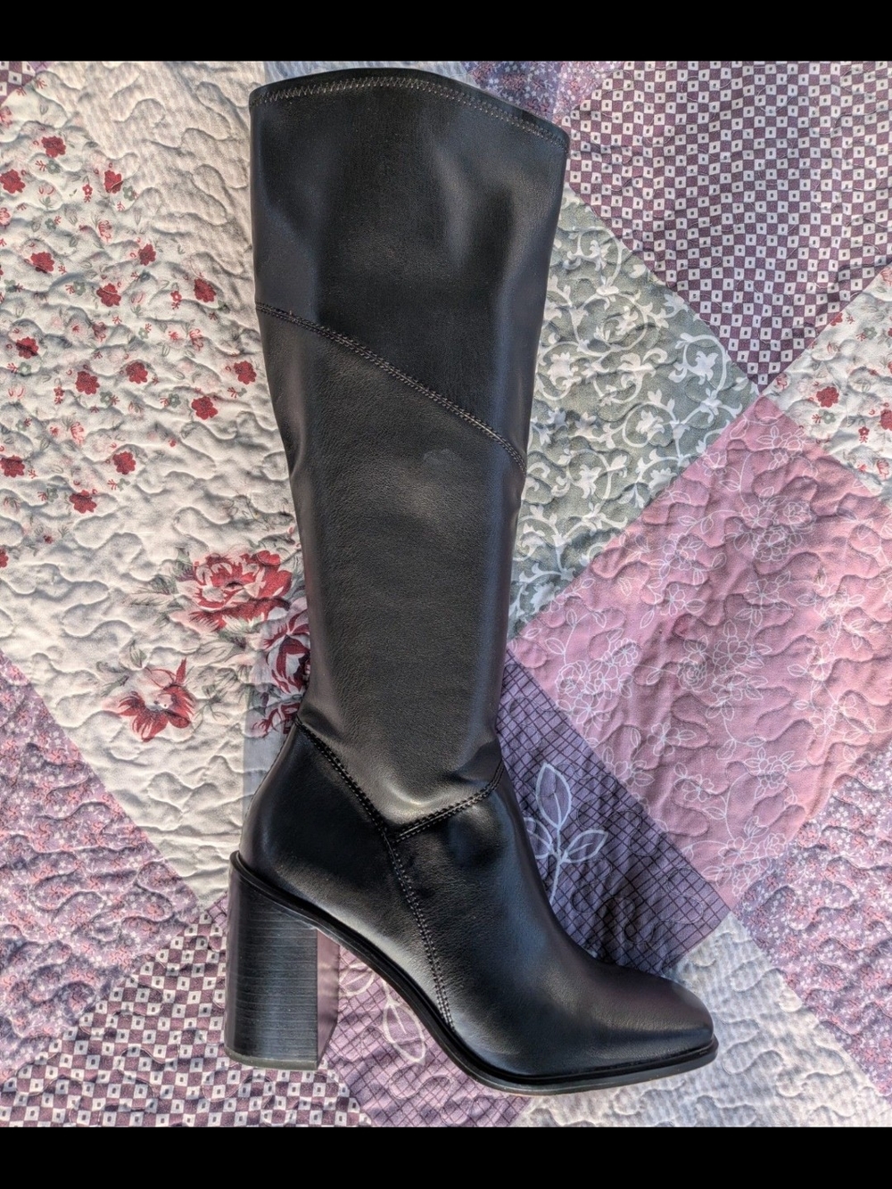 Franco Sarto Black Knee-High Block Heel Boots